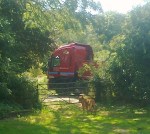 This was a Lamberts Brothers Haulage truck trying to turn right from Chalkpit Lane  up to Manor Farm on 2 August 2013
